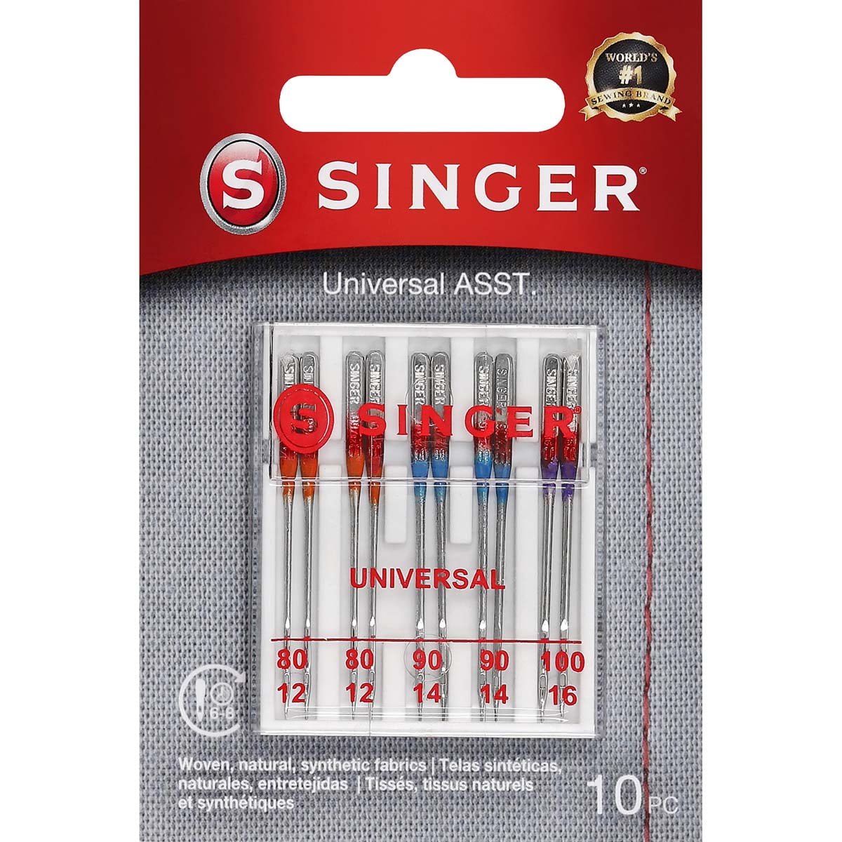 SINGER Universal Regular Point Sewing Machine Needles, Size 80/12, 90/14, 100/16 - 10 Count