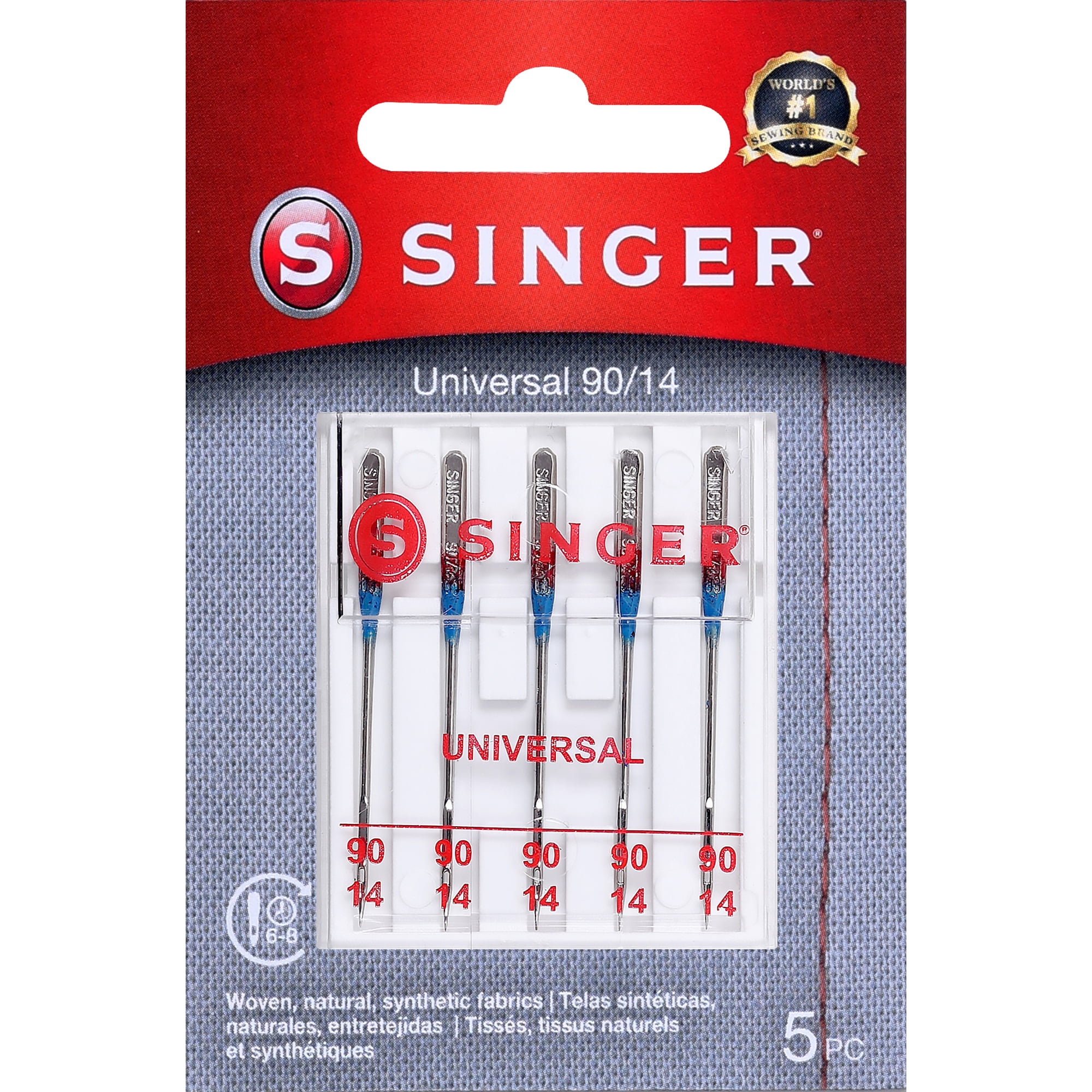 SINGER Size 90/14 Universal Regular Point Sewing Machine Needles - 5 Count