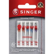 SINGER Size 80/12, 90/14, 100/16 Universal Regular Point Sewing Machine Needles 10 Pack