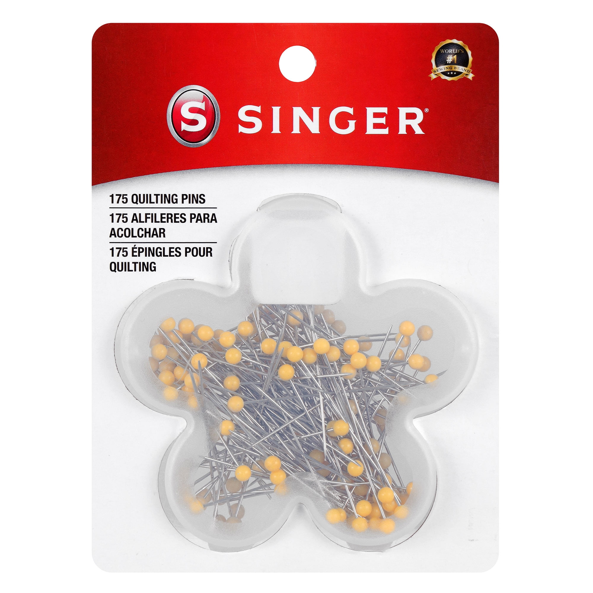 SINGER Yellow Steel Quilting Pins in in Transparent FlowerShaped
