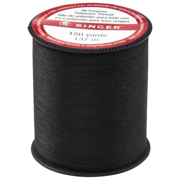 SINGER60110All Purpose Polyester Thread, 150 yards, Black (Pack of 16)