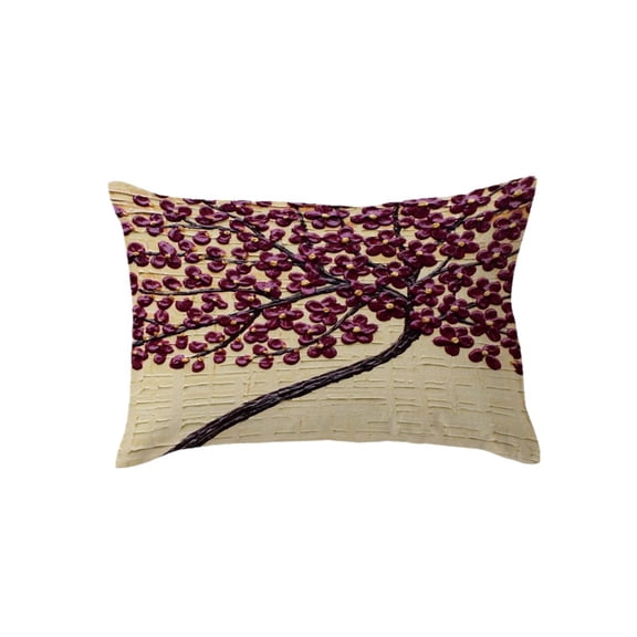 SINGES 12''x20'' Non-3D Flower Linen Throw Pillow Cover Decorative Cushion Case for Sofa Bedroom Car