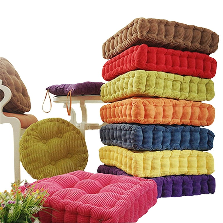 SINGES 20x20 inch Square Chair Cushions Thicken Corduroy Tufted Seat Cushion Pad for Kitchen Patio Office Desk Chair Solid Color Walmart