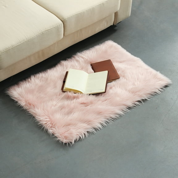 SINGES Faux Sheepskin Plush Area Rug, White, Soft Fuzzy Area Rug, 35x23 inch, Easy Clean