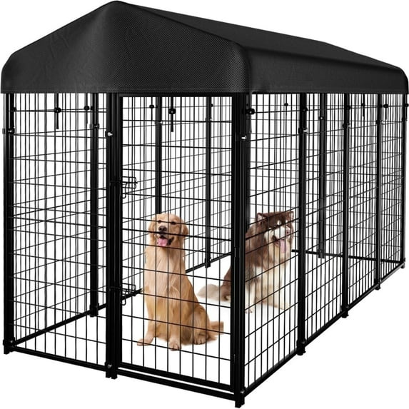 DOMIPET Heavy Duty Extra Large Outdoor Dog Kennel Pet Playpen,8.2 ft. x 4 ft. x 5.4 ft, Dog Pen Fence with Waterproof Roof Cover