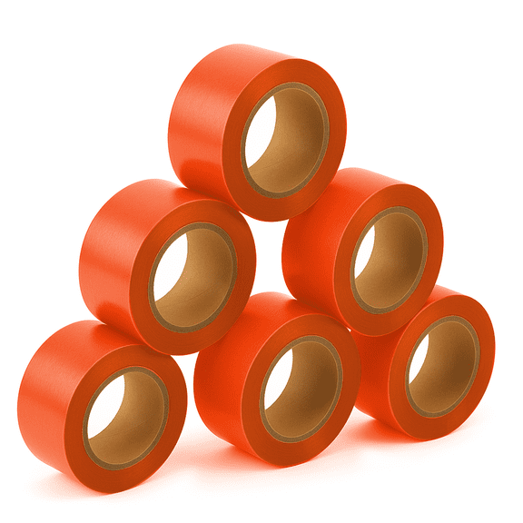 SINGHAL 5 Pack Orange Flagging Tape,1 Inch width 150 ft Length, for marking, barricading and flagging various areas | Highly Visible l Non Adhesive