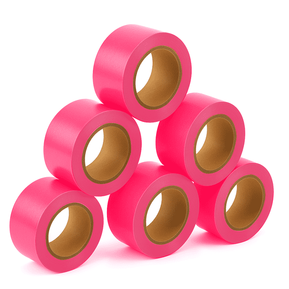SINGHAL 5 Pack Pink Flagging Tape,1 Inch width 150 ft Length, for marking, barricading and flagging various areas | Highly Visible l Non Adhesive