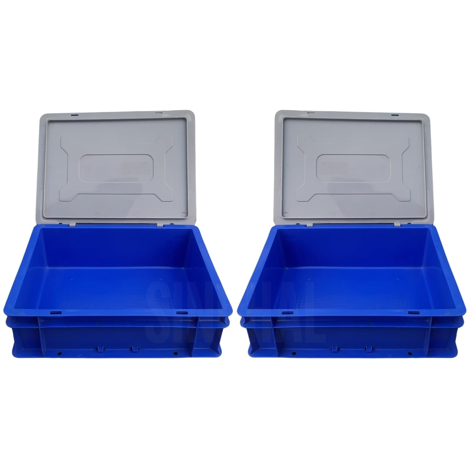 SINGHAL Plastic Crate 40x30x12 CM With Lid Pack of 2 Multipurpose Heavy ...