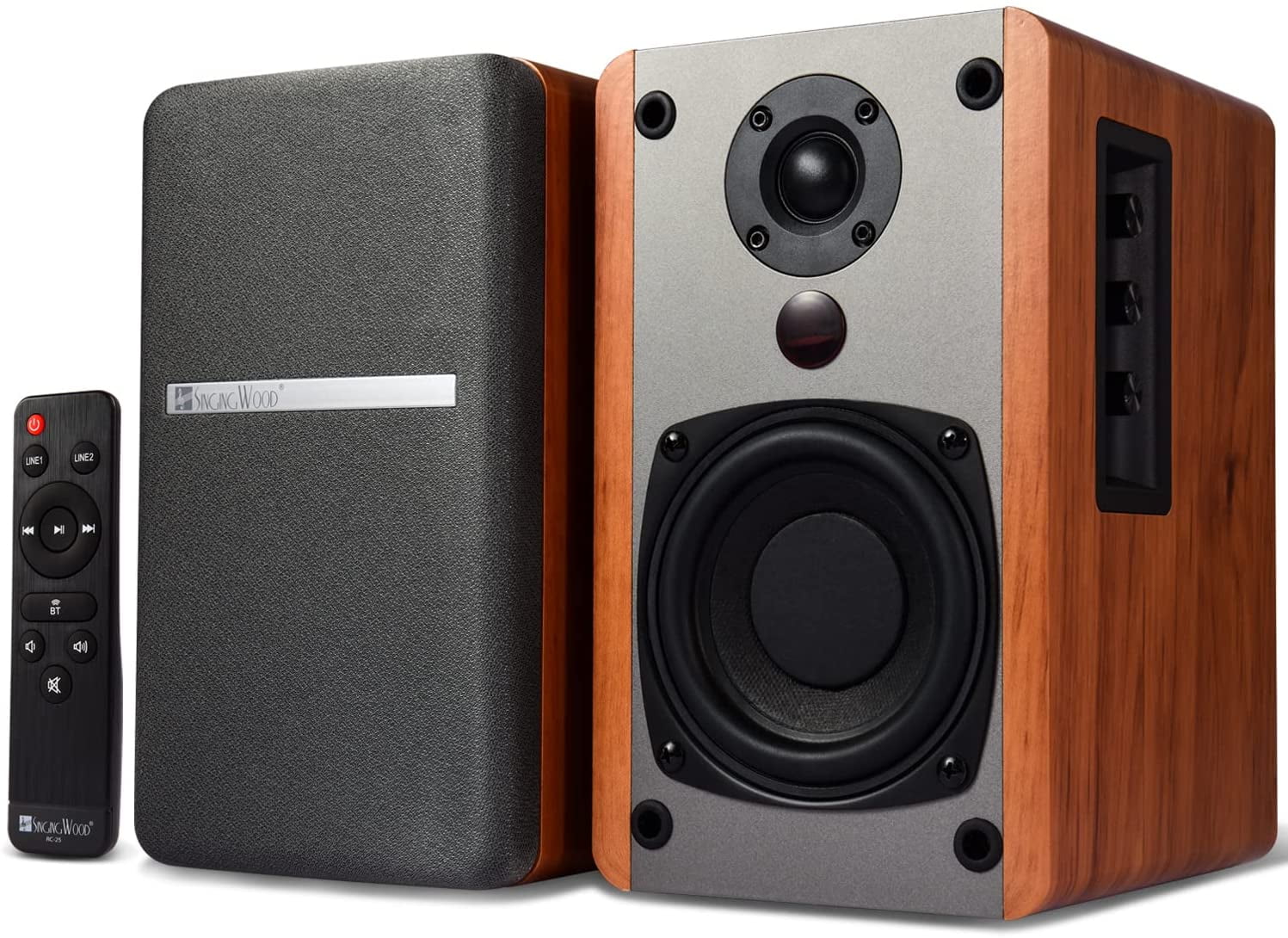 SINGING WOOD BT25 Bluetooth Powered Bookshelf Speakers for Record