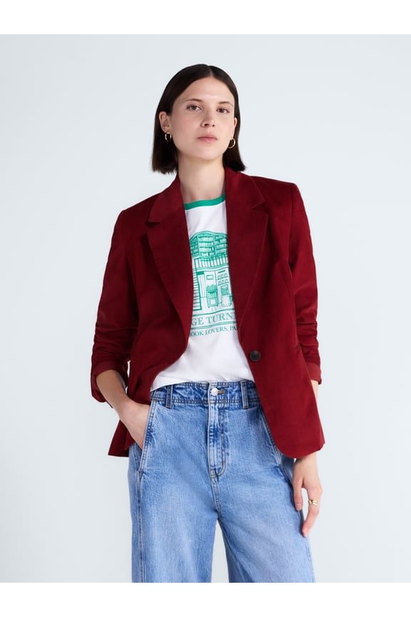 Women's and Women's Plus The Belmont Single Breasted Corduroy Blazer, Sizes XS-4X