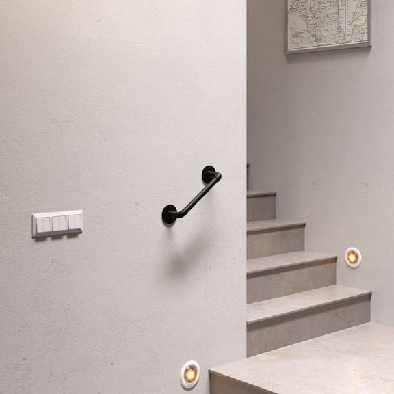 pamo Hand Rail - 1.2ft - 12.9ft - Heavy Duty Industrial Pipe Hand Railings for Stairs Indoor and Outdoor I Wall Mounted Stair Railing, Hand Rail