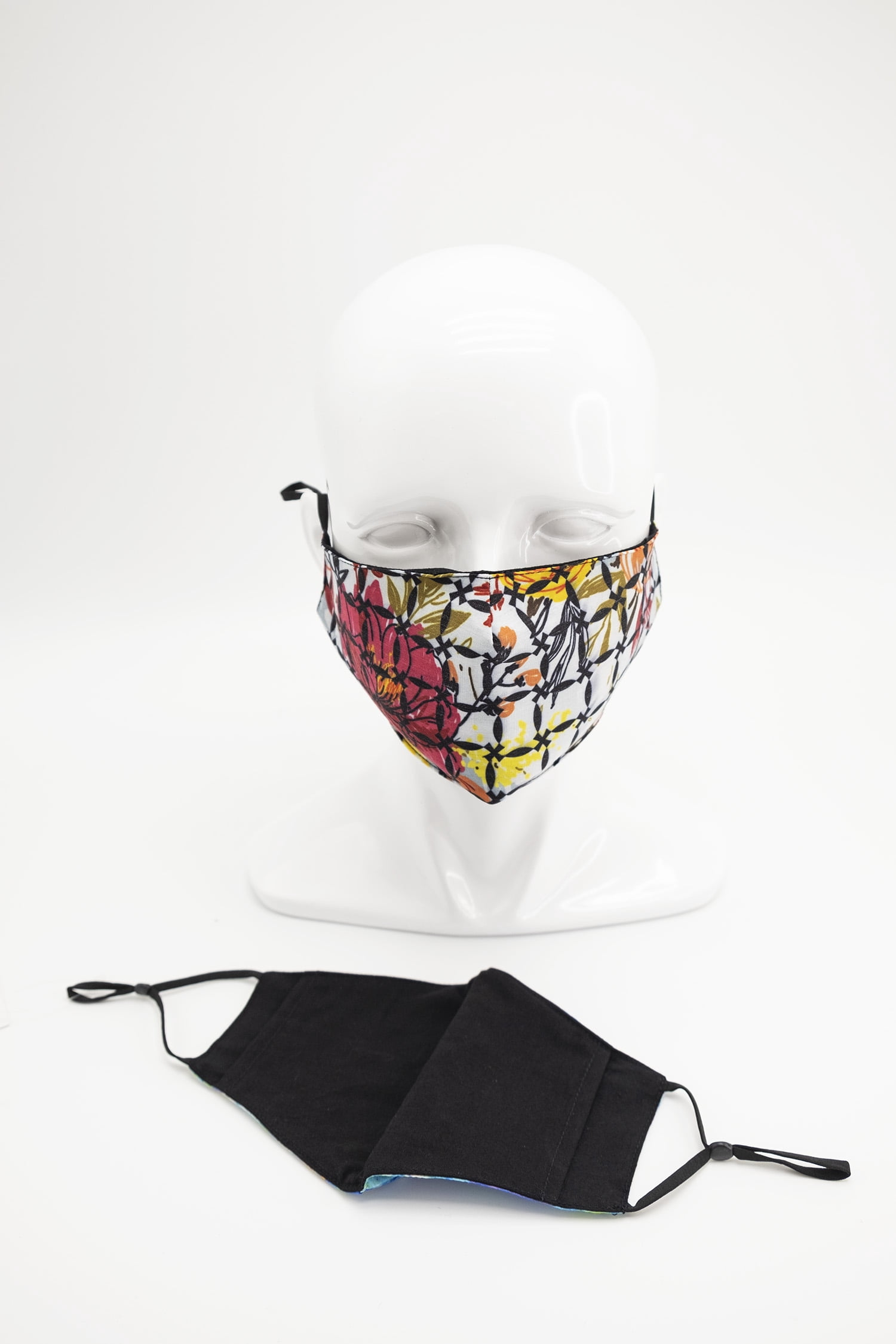 SINGLE PACK GRAPHIC PRINT FACE MASK COVERING WITH ADJUSTABLE STRAPS AND POCKET FOR FILTER