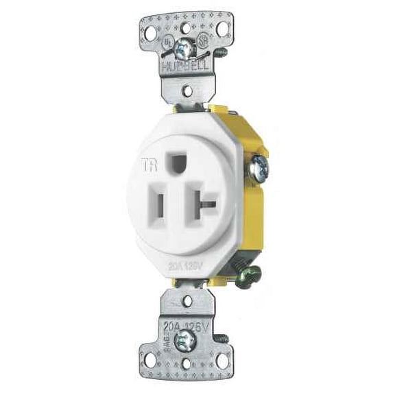 Hubbell tradeSELECT RR201WTR White Residential Tamper-Resistant 20A 125V Single Receptacle