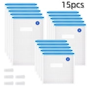 SINGOMON 15Pcs Vacuum Sealing Bags, 3 Size Food Storage Bags with 5 Sealing Clips forMicrowaveable, Food Storage, Cooking
