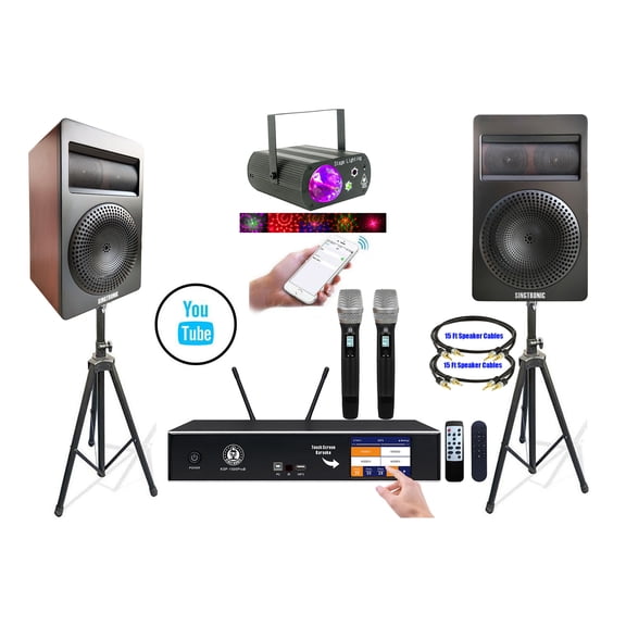 Singtronic Professional 2500W Complete Karaoke Machine System Package with Free Unlimited YouTube Songs, Built-in USB, Optical / Coax & Bluetooth Function