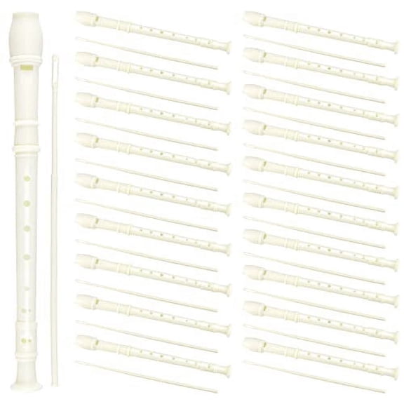 SINJEUN 20 Pack 8 Hole Soprano Recorders, Plastic Descant Flute German Style Recorder Instrument with Cleaning Rod for Kids, Students, Beginners, Back to School Gift, White