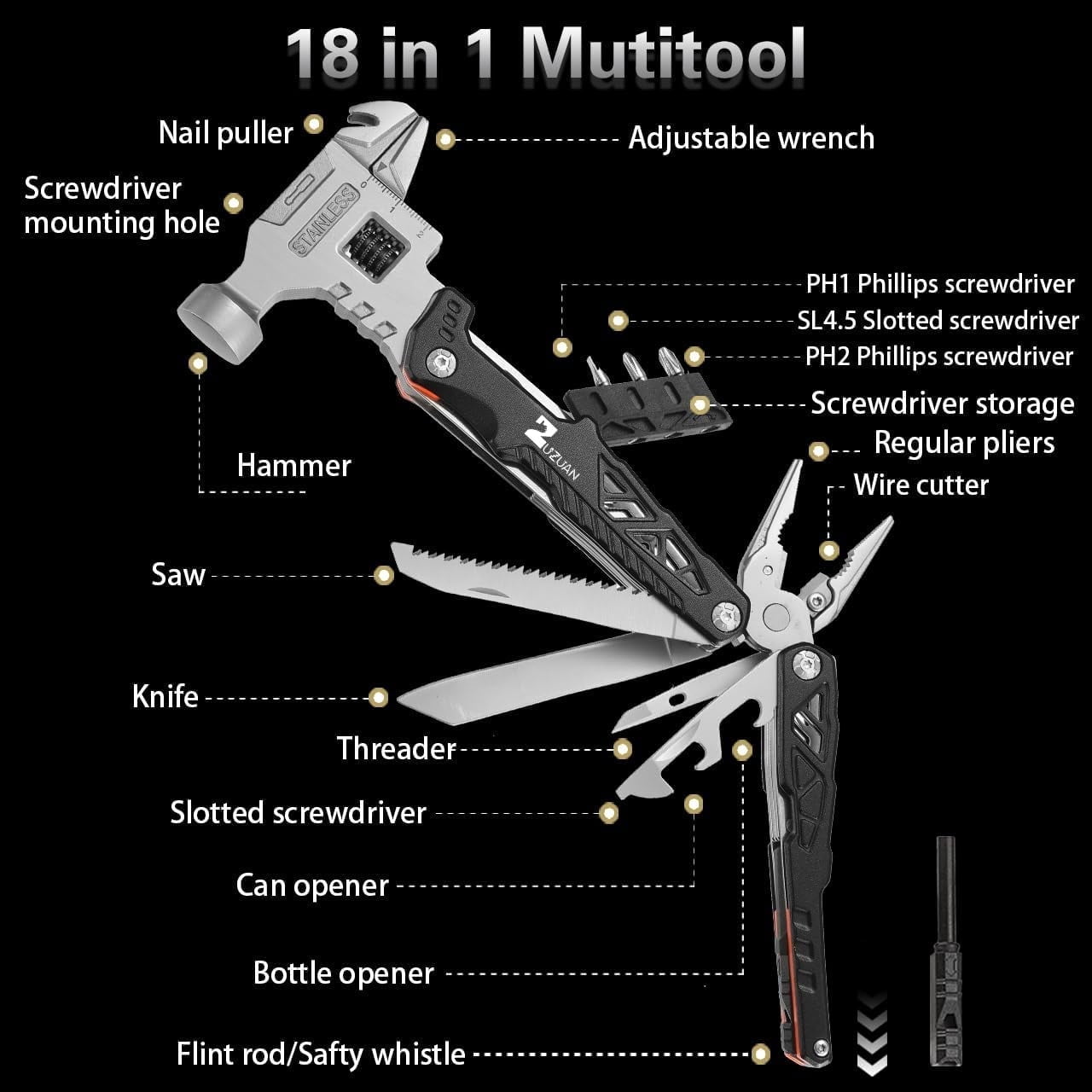 Multi Tool - 19-in-1 Stainless Steel Pliers For Camping - View #5