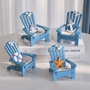 Sinkoo 4 Pcs Wooden Handmade Mini Beach Chair Ornament Decorations for Bedroom, Office, Nautical Ocean Home Decor, Article Home, Coastal Beach Decor blue
