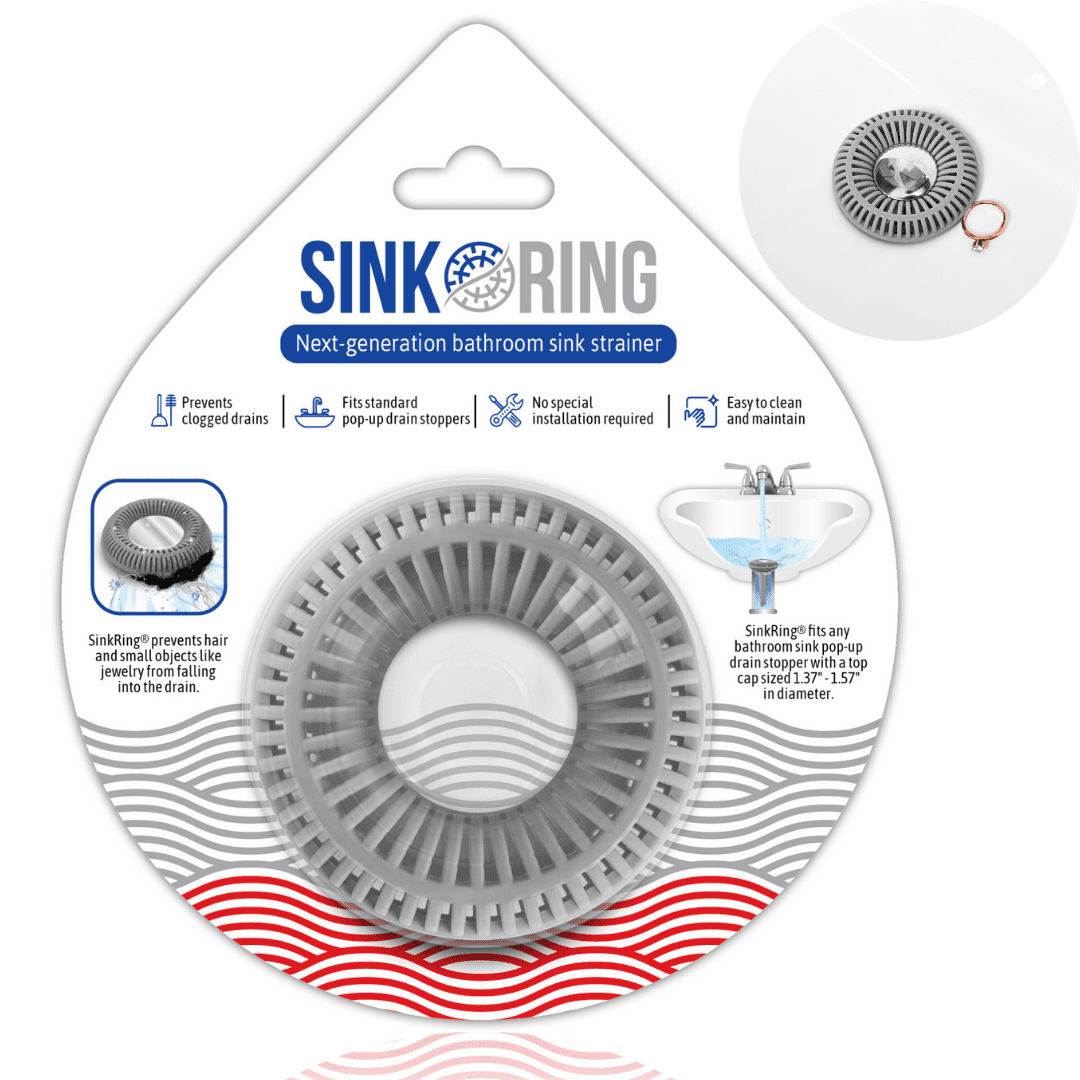 SINKRING Superior Silicone Strainer & Catcher, Bathroom Sink Drain