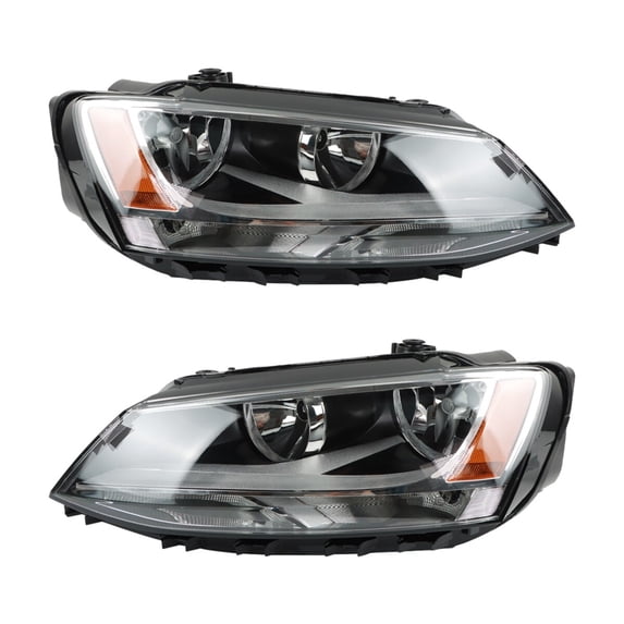 SINOCMP 1Pair Headlight Assembly for 2011-2018 Volkswagen VW JETTA White Headlights Headlamps Replacement
