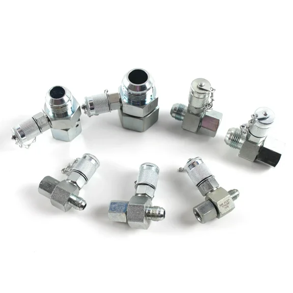 SINOCMP 7Pcs JIC37 Hydraulic Swivel Run Tees Hydrulic Tee Connector, Tester Tee Coupling Set for Excavator Construction Machinery Hydraulic System