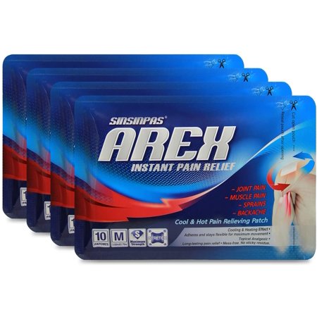 SINSINPAS AREX Cool & Hot Pain Relieving Patch, Medium 4 Pack (40 Patches Total)