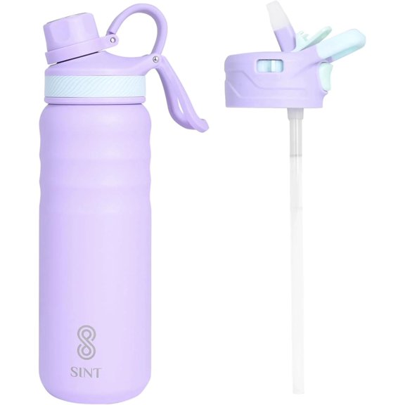 SINT 24 Oz Leak-Proof Stainless Steel Water Bottle with Straw, Chug & Spout Lids