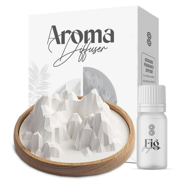 SINT Aroma Diffuser Diatomite Mountain Stone with Wooden Stand | Essential Oil Diffuser with Aromatherapy Fragrant Oil | Diffusers for Home, Oil Diffuser, Room Decor | Black, Fig Fragrance 10 ML