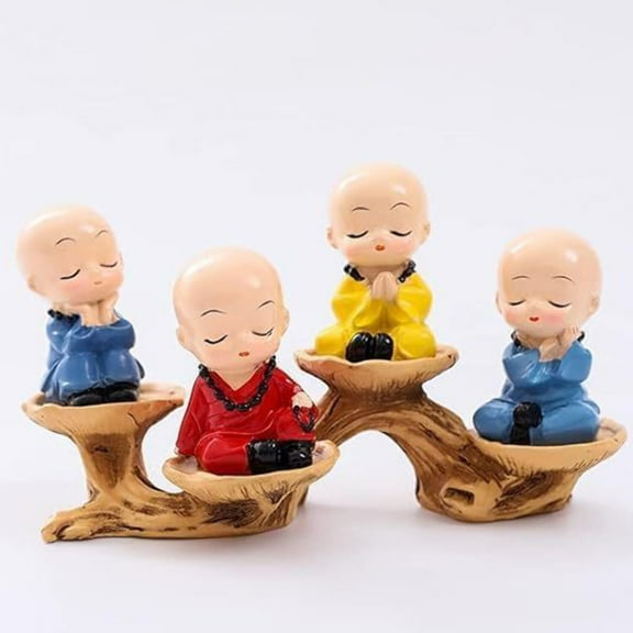 SINT Cute Monk Statue Miniature Buddha Figurine Wise Figure Collectibles Crafts Arts Ornaments
