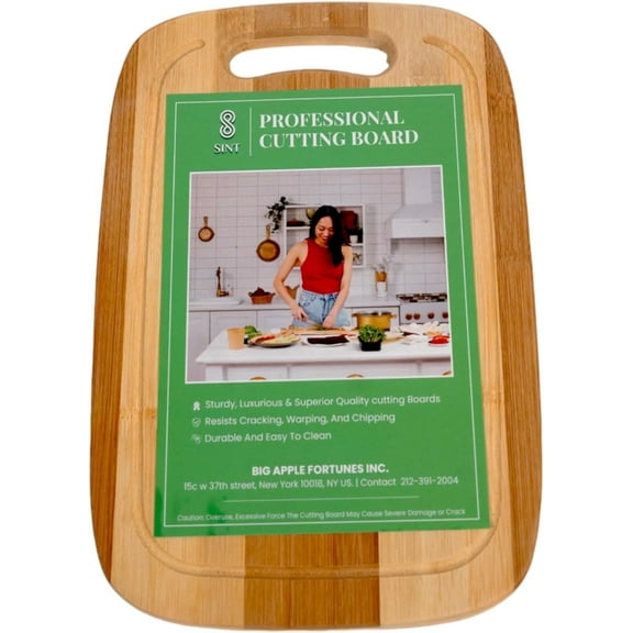 "SINT Bamboo Cutting Board with Juice Grooves, 0.6"" x 9.44"" x 13"""