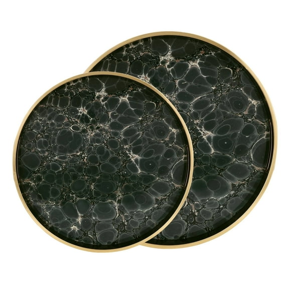 SINT Decorative Plastic Serving Tray with Handles, Round Ottoman Tray, New