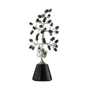 SINT Natural Amethyst Gemstone Money Tree, Sacred Bodhi Tree Figurine with Marble Base, Zen Eastern Feng Shui Good Luck Tabletop Sculpture D cor