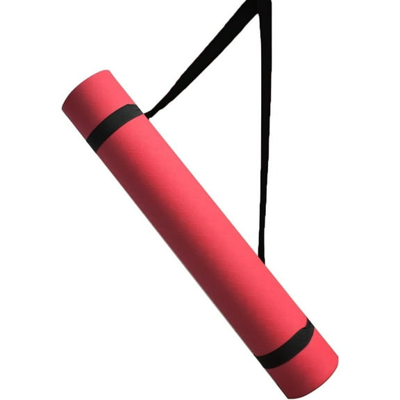 SINT Non-Slip Suede Yoga Mat with Cushioning and Strap, Red