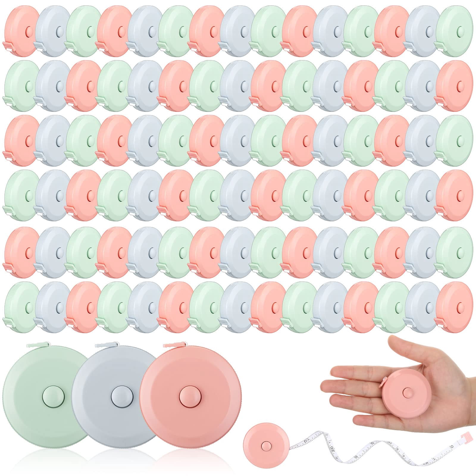 SINTOBIZZY 100pcs 60-Inch Soft Tailor Measuring Tape Retractable | Small Flexible Body Sewing Ruler, Dual-Sided Cloth Tape Measure for Sewing, Crafting, and Body Measurements