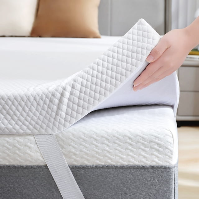BDEUS Coprimaterasso Memory Foam A Doppio Strato, King Size (10 Cm Totali), Gel Raffrescante E Morbida Imbottitura, CertiPUR-US, Bianco - 3
