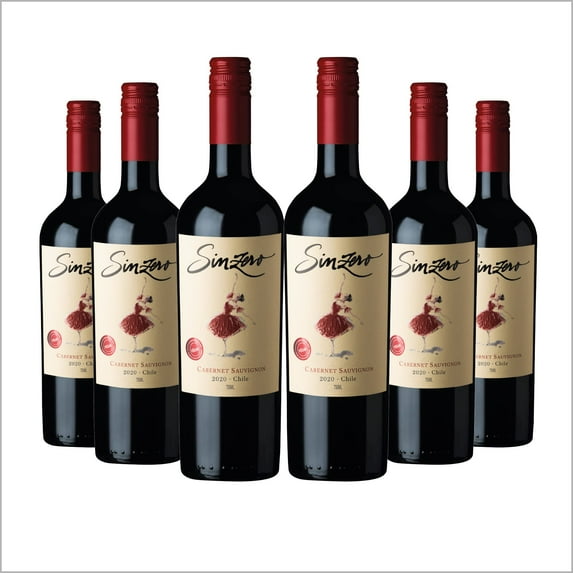 SINZERO Cabernet Sauvignon Non-Alcoholic Red Wine, Low-Calorie, Vegan, 25.4 fl oz (6 Pack)