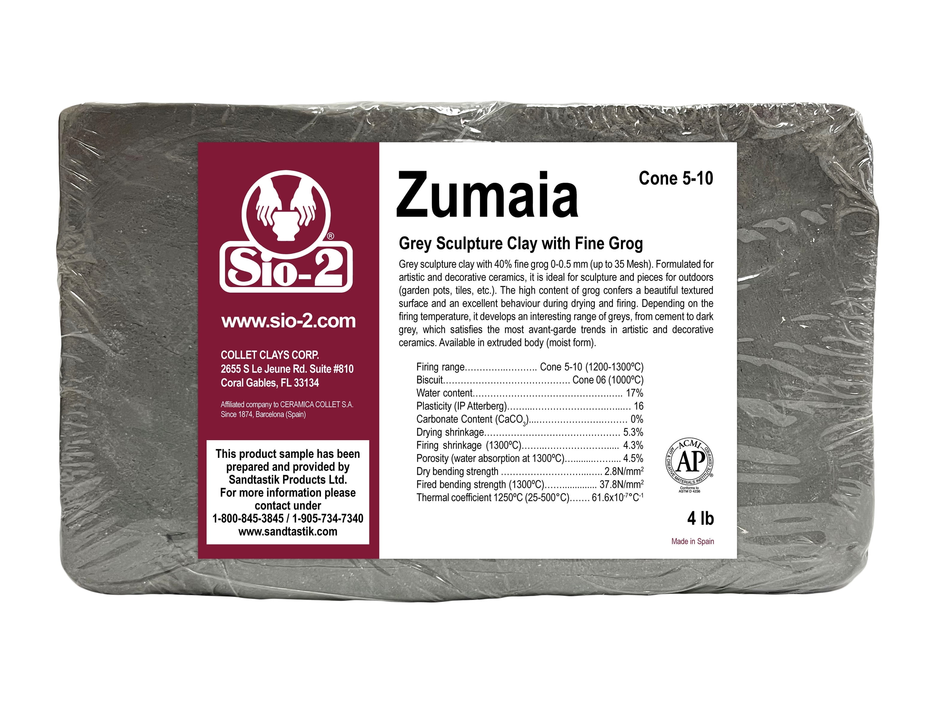 SIO-2 Zumaia Gray Sculpture Ceramic Pottery Clay - 4 lb