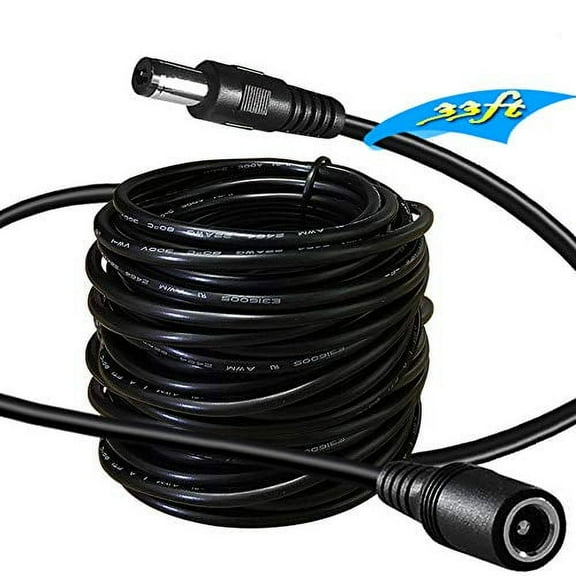 SIOCEN 33FT DC Power Extension Cable 2.1mm x 5.5mm,12v Power Supply Adapter for CCTV Security Camera Surveillance Wireless IP Camera Dvr Standalone LED Strip,Car,Long Male to Female Barrel P