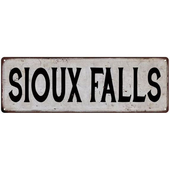 SIOUX FALLS Vintage Look Rustic Metal City State Sign 6 x 18 Matte Finish Metal 106180041331