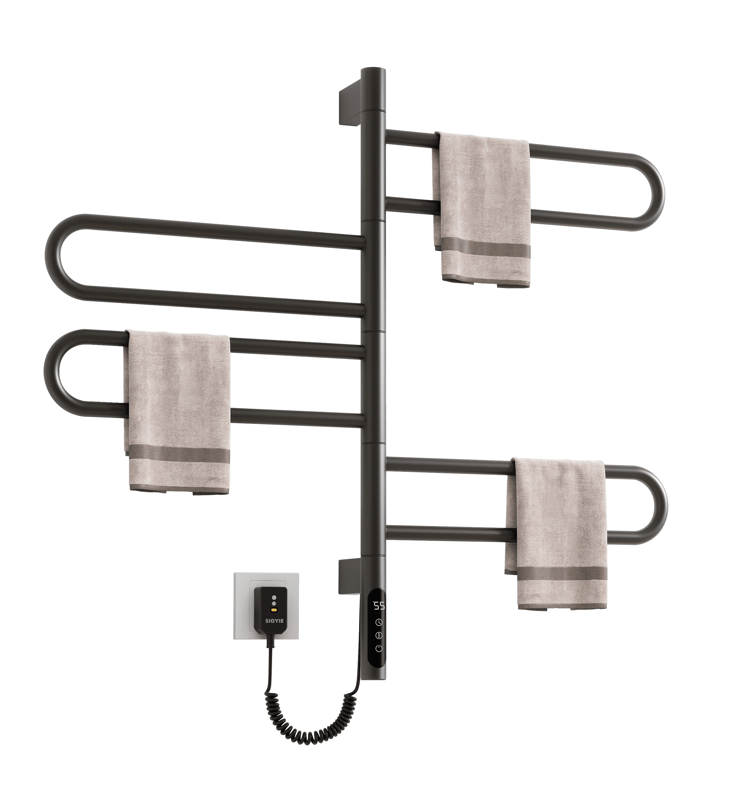 VEVOR Electric Heated Towel Rack 8 Bar Stainless Steel Built in Timer Wall Mounted UL Certified Silver Walmart