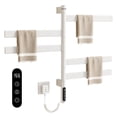 thumbnail image 1 of SIOYIE Rotating Heated Towel Rack for Bathroom, 130W Wall-Mounted Electric Towel Dryer with Swivel Bars, 1-9H Timer, 115℉-155℉, 5 Bars Towel Warmer, Low Carbon Steel, IPX5, Plug-in/Hardwired, White, 1 of 9