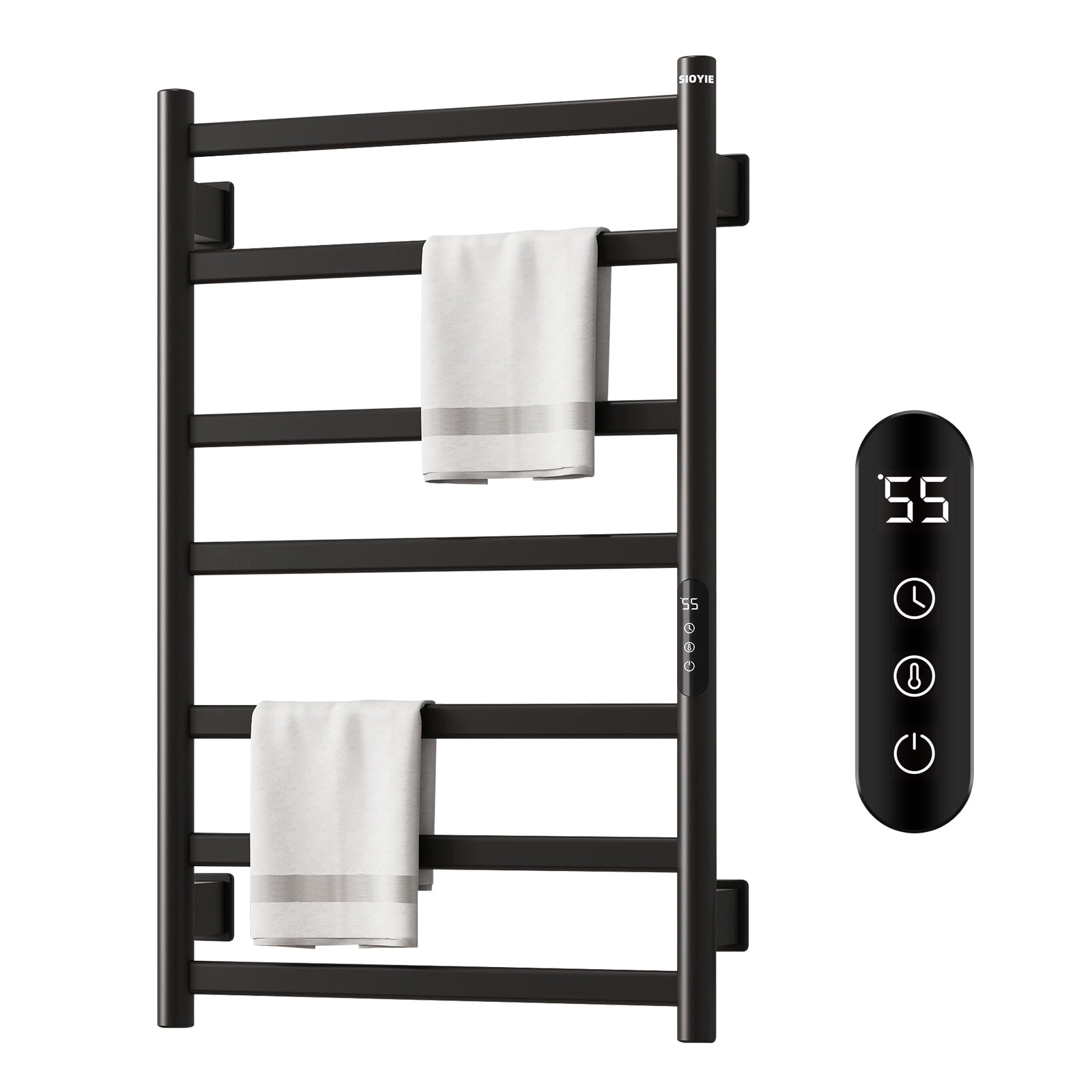 SIOYIE Towel Warmer Bathroom Wall Mounted 6 Bars Electric Towel Drying ...