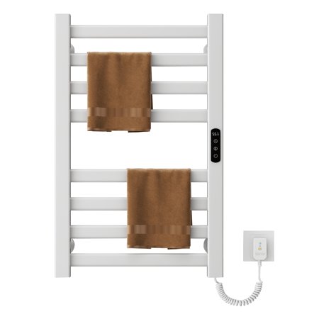 SIOYIE Towel Warmer Bathroom Wall Mounted 8 Bars Electric Towel Drying, 200 W 450 × 700 MM Heated Towel Rack with Intelligent Touch Screen Timer And Temperature Control White Right