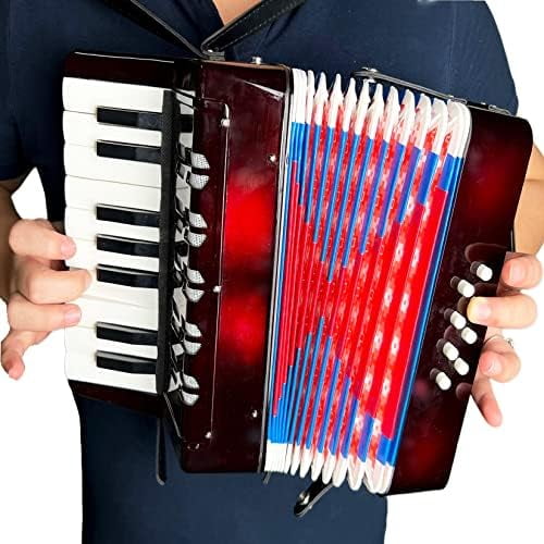 SIPSOCE Accordion 17 Keys 8 Bass, Keyboard Instrument,Convenient to Carry, Suitable for Outdoor ConcertsFor Beginners to Use