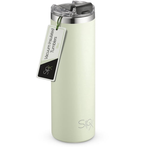SipX™ 18 oz Slim Insulated Tumbler with Lid & Straw – Vacuum Insulated Stainless Steel, Leakproof, Green