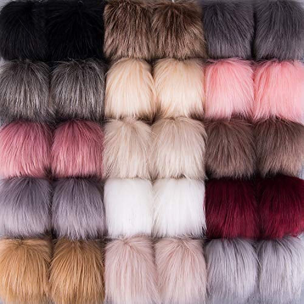  48 Pieces Faux Fur Pom Poms Balls DIY with Elastic Loop  Colorful Fur Key Rings Fluffy 3.1 Inch Rabbit Faux Fur Pompoms for Hats  Scarves Gloves Bags Accessories (Bright Colors)