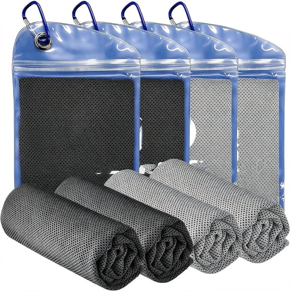 SIRIA 4 Pack Cooling Towels (40"X12"),Ice Cool for Neck & Face,Soft Breathable Microfiber,Instant Cool Sports Towel for Gym,Yoga,Golf,Running,Camping,Outdoor Activities & Hot Weather