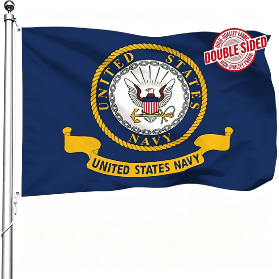 SIRIA Heavy Duty Durable Polyester,Uv Fade Resistant,Outdoor Indoor Yard Porch Patriotic Banner with Brass Grommets Navy Flag 3X5 Heavy Duty Outdoor