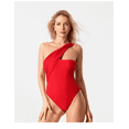 thumbnail image 1 of SIRUITON One Shoulder One Piece Swimsuit for Women Asymmetric Design Bathing Suits Swimwear Red S, 1 of 6