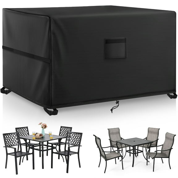 SIRUITON 49.2" × 49.2" × 29" Black Patio Furniture Set Cover, Waterproof